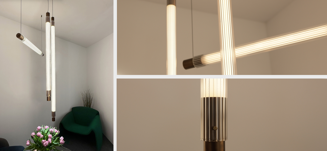 LTX Crystal Vetro, Závìsné svítidlo 80cm,o6cm, LED 10W, 1800-3000K, 476lm, DC24V, Sklo/Mosaz